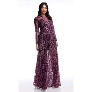 Dress The Population Ava Floral Embroidered Long Sleeve Dress Size Small